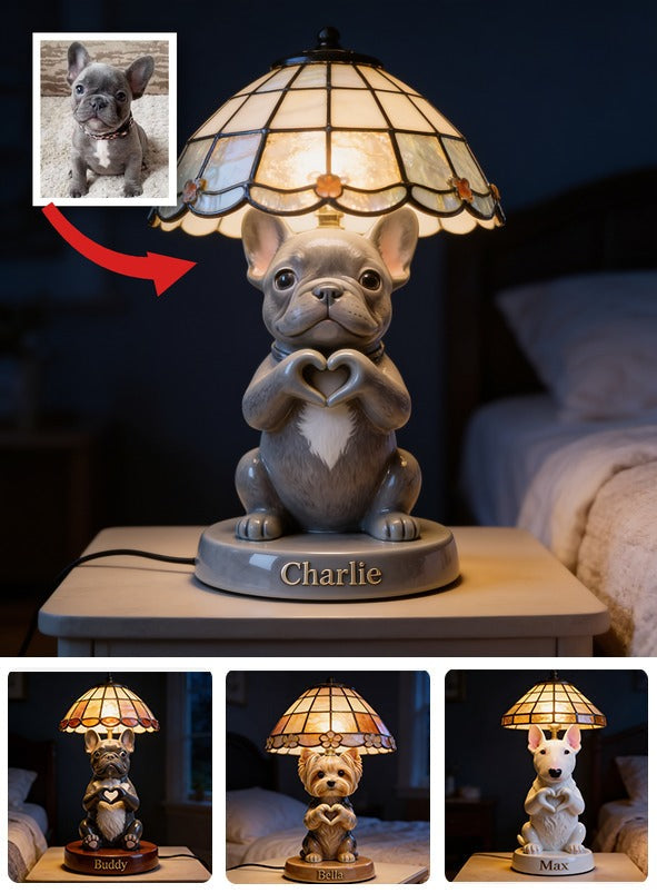 Personalized Gray French Bulldog Acrylic LED Night Light Pet Lover Gift