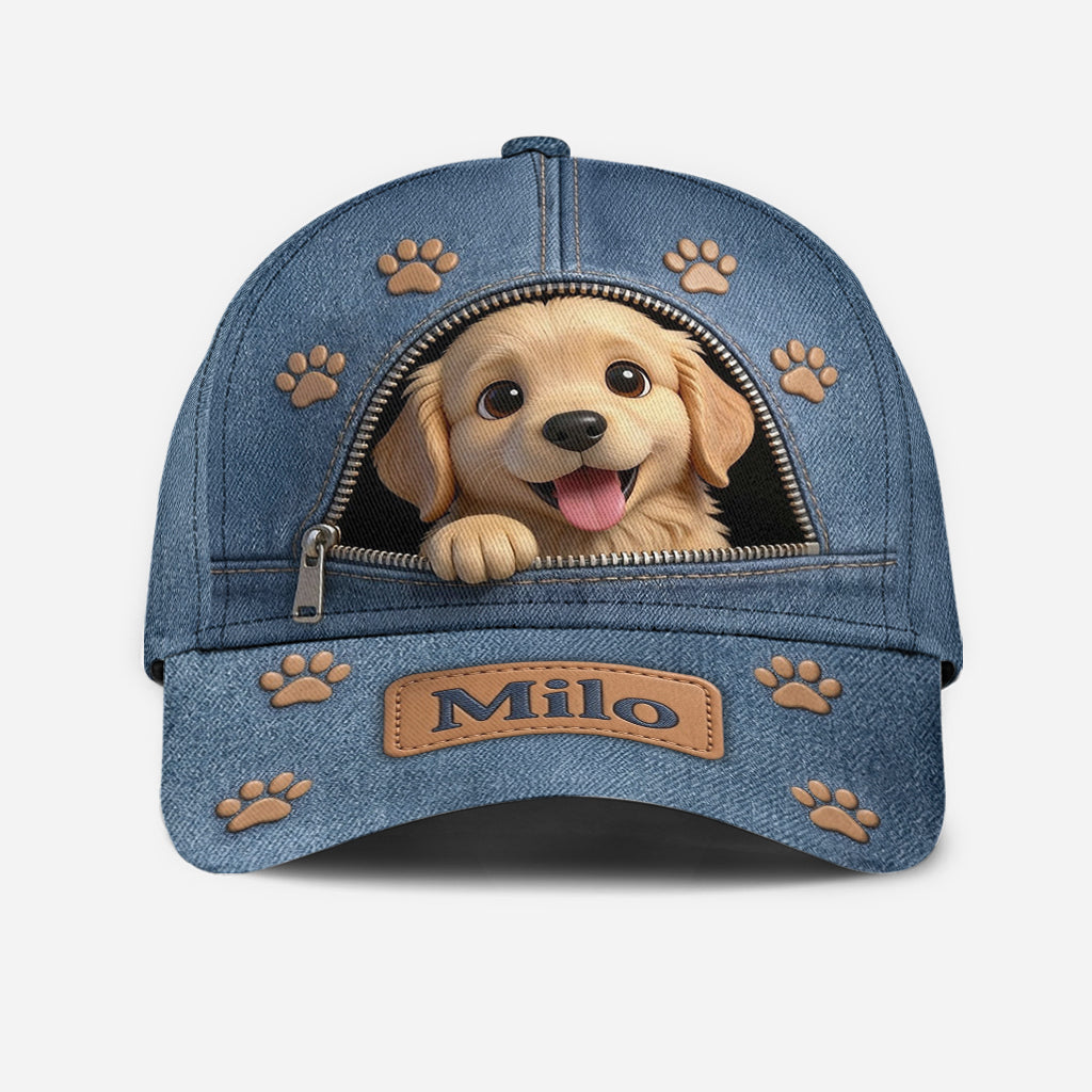Custom Photo Fluffy Brown Pomeranian Classic Cap Dog Lover Gift
