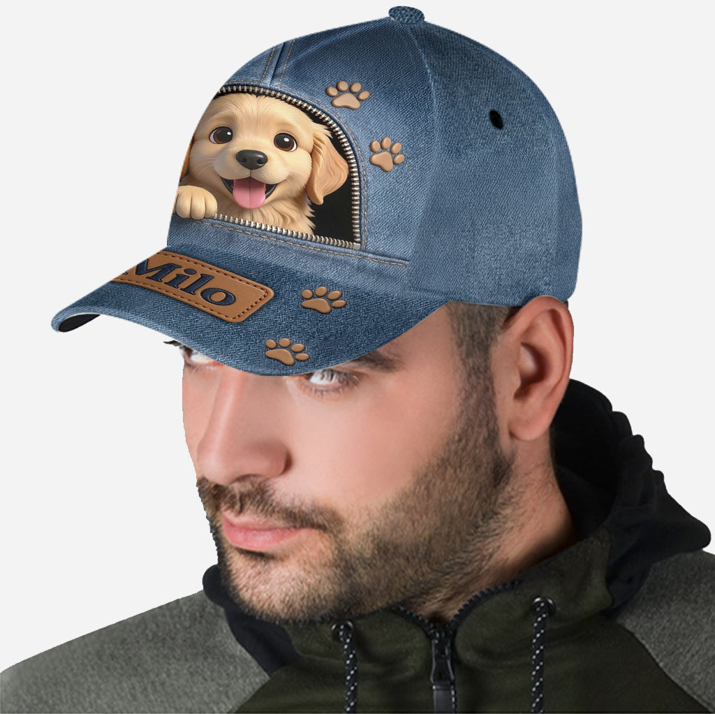 Custom Photo Fluffy Brown Pomeranian Classic Cap Dog Lover Gift