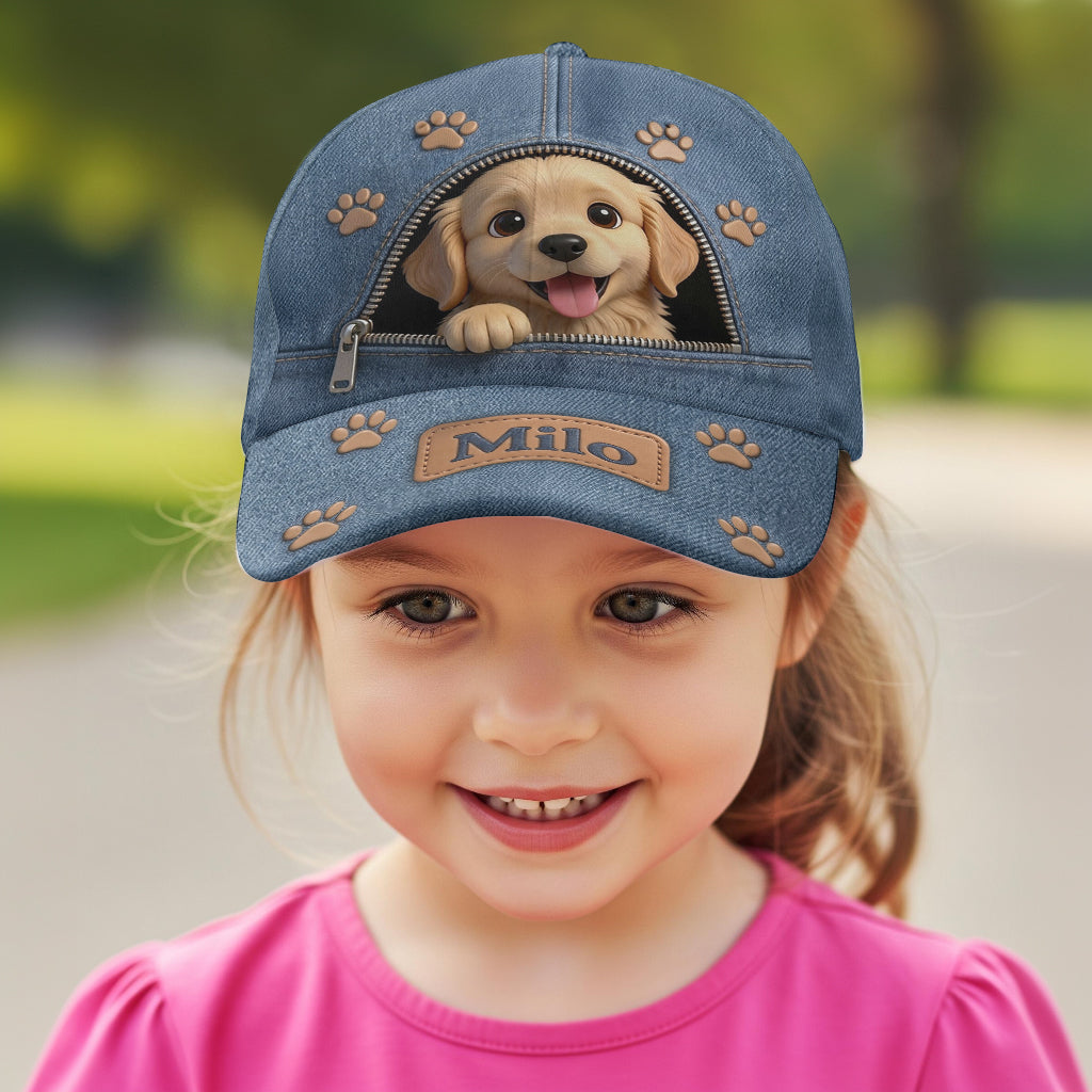 Custom Photo Curly Brown Poodle Puppy Classic Cap Dog Lover Gift