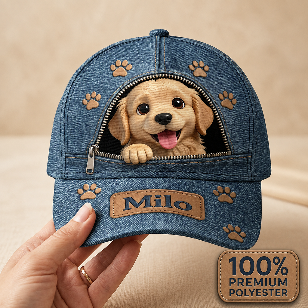 Custom Photo Flat-Faced Pug Puppy Classic Cap Dog Lover Gift
