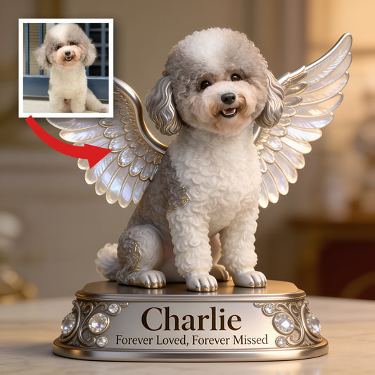 Personalized Angel Poodle Custom Shaped Acrylic Plaque Pet Memorial Gift