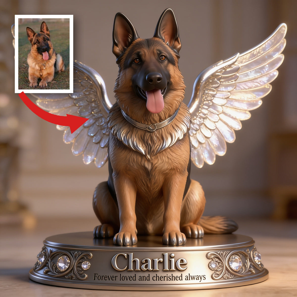 Personalized German Shepherd Angel Custom Shaped Acrylic Plaque Pet Memorial Gift