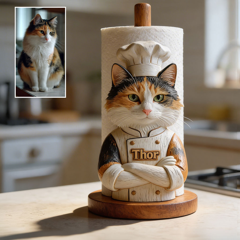 Personalized Siberian Husky Chef Paper Towel Stand Kitchen Decor Dog Lover Gift
