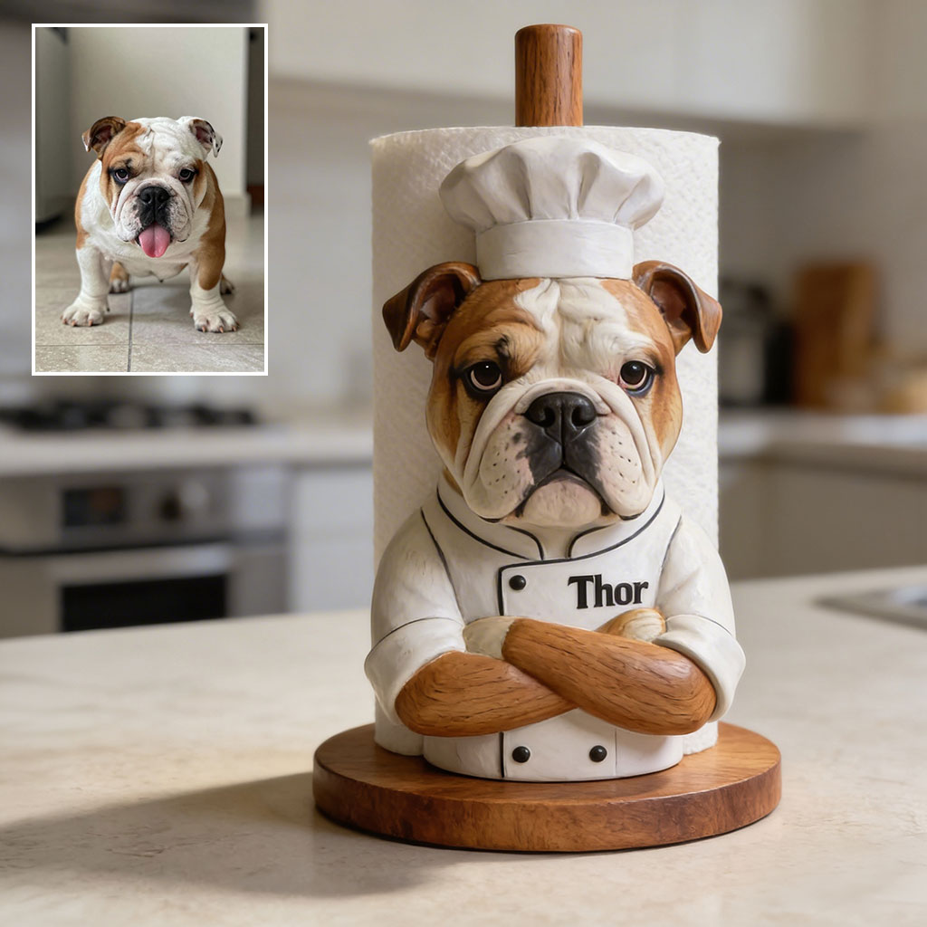 Personalized Yellow Labrador Chef Paper Towel Stand Kitchen Decor Gift
