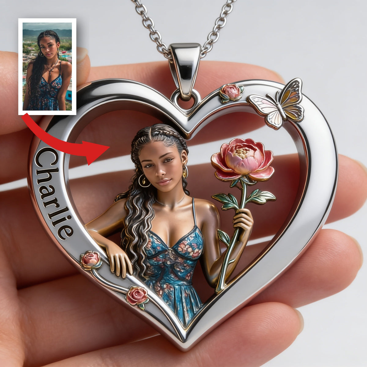 Personalisierte Geburtsmonat-Blumen-Herzförmige Metallanhänger-Halskette Selbstliebe Schmuck Geschenk