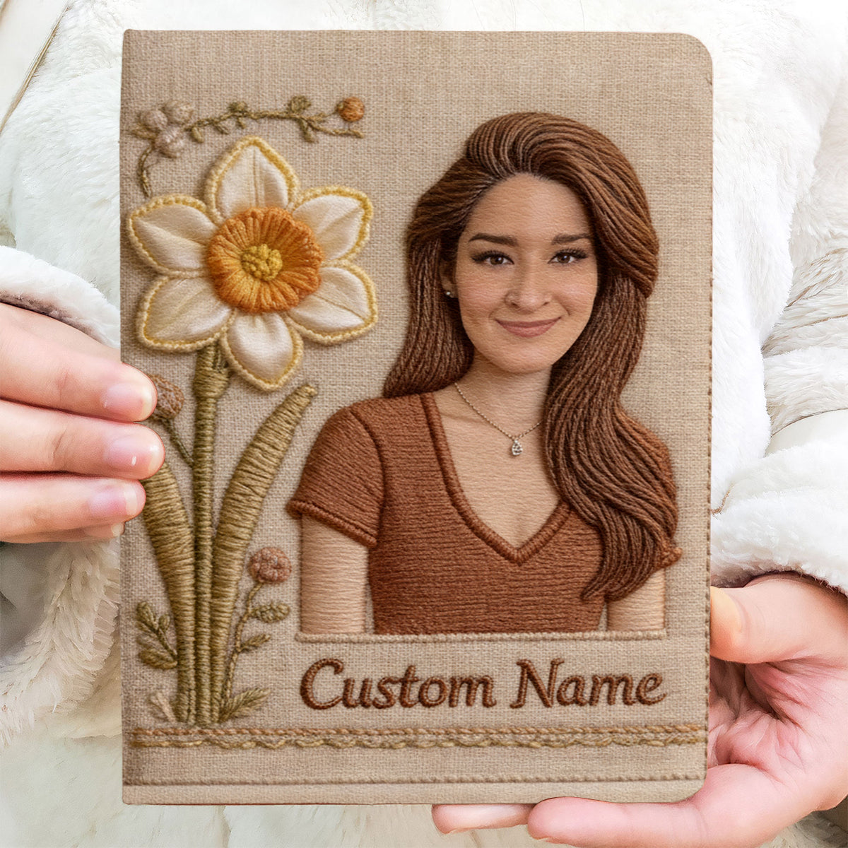 Personalized Birth Month Flower Elderly Grandma Leather Journal Keepsake Gift
