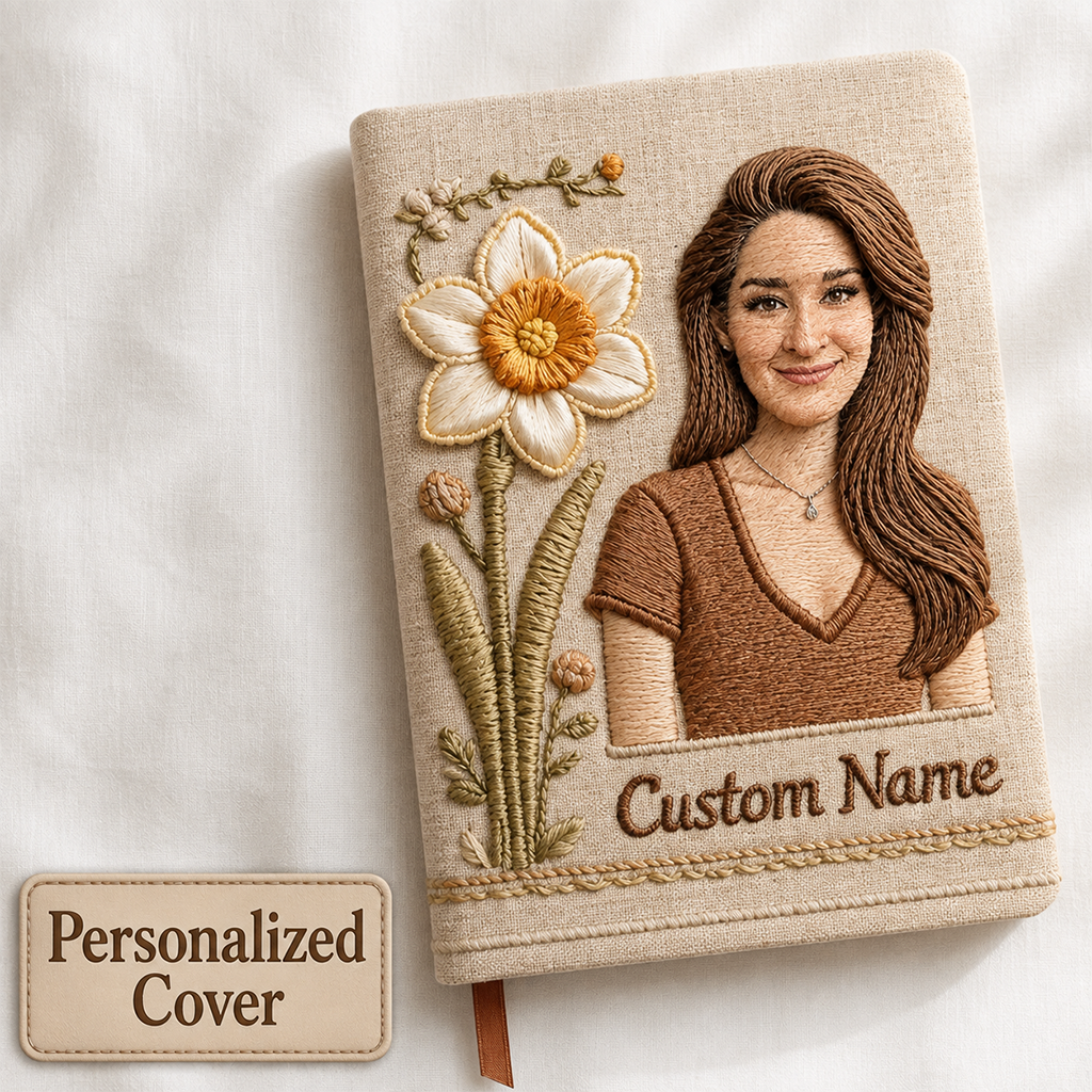 Personalized Birth Month Flower Elderly Grandma Leather Journal Keepsake Gift