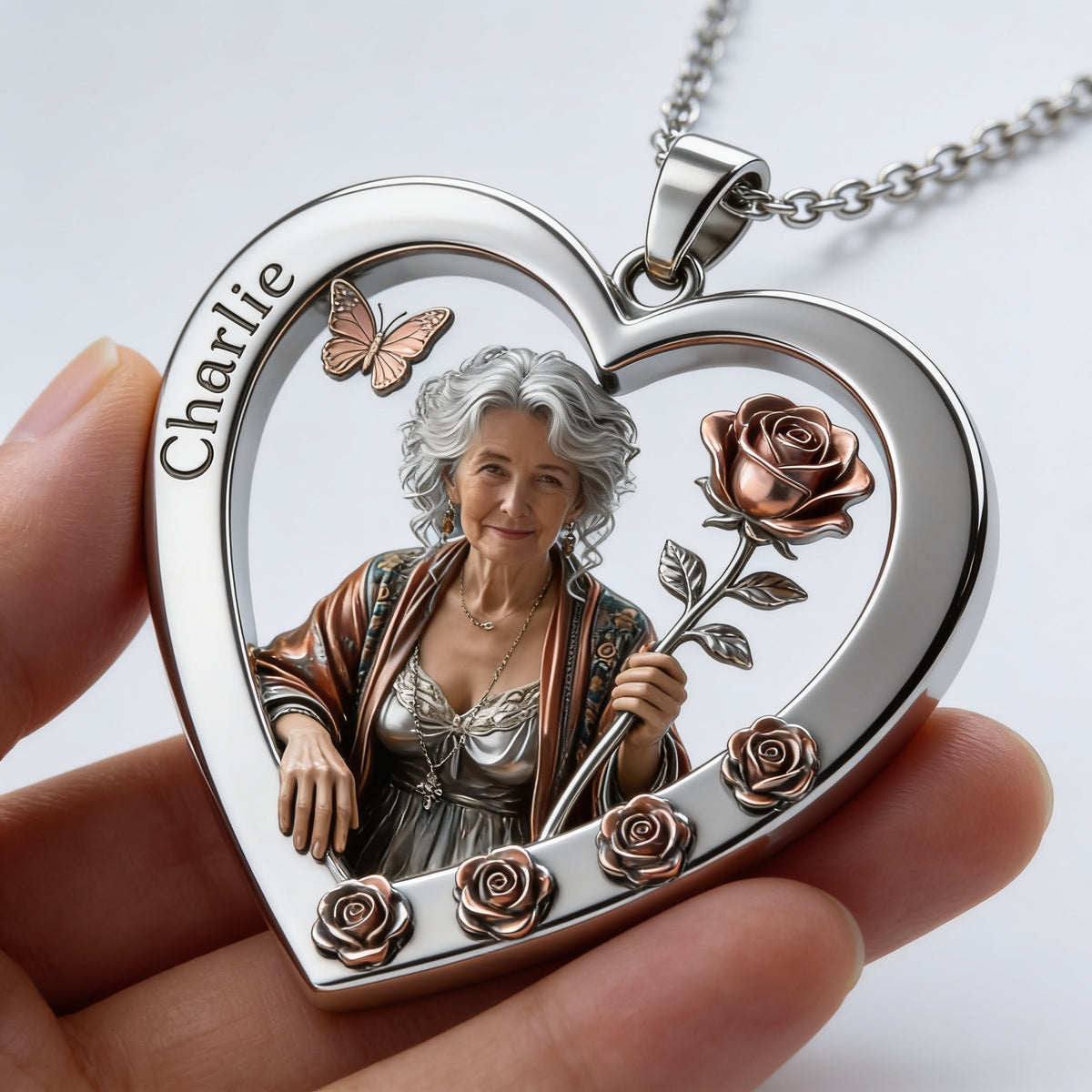 Personalized Birth Month Flower Latina Woman Heart Pendant Necklace Gift
