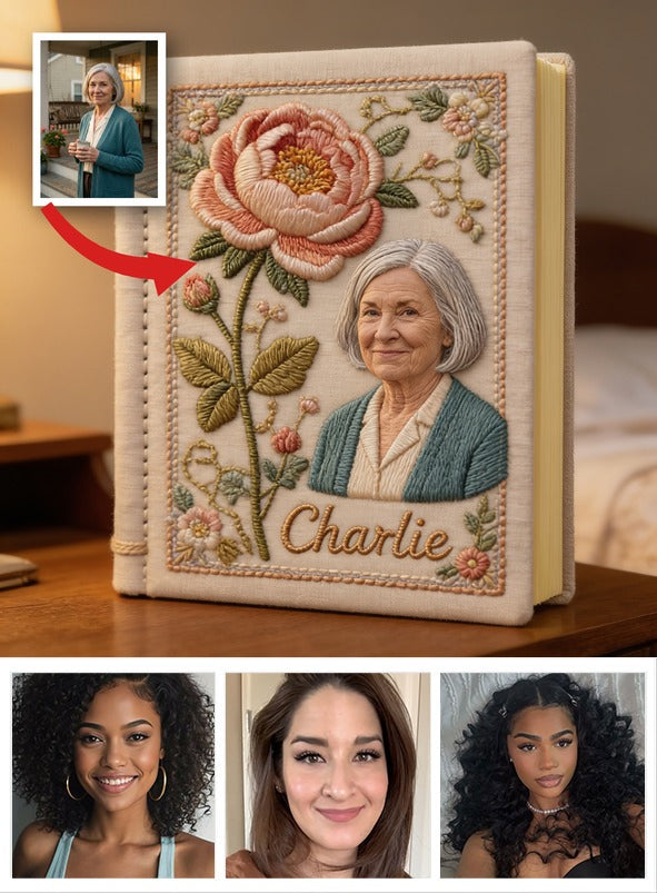 Personalized Birth Month Flower Elderly Grandma Leather Journal Keepsake Gift