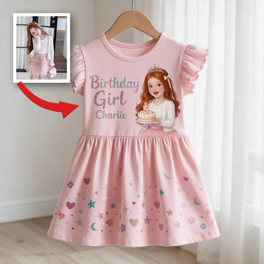 Personalized Birthday Little Latina Girl Ruffle Sleeve Dress, Custom Kid Gift