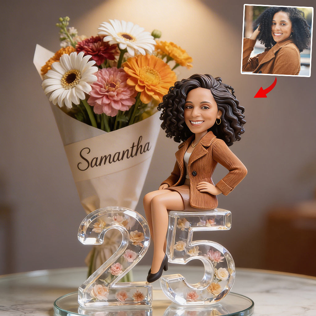 Custom Photo 50th Birthday Older Latina Woman Shaped Acrylic Plaque Gift For Her