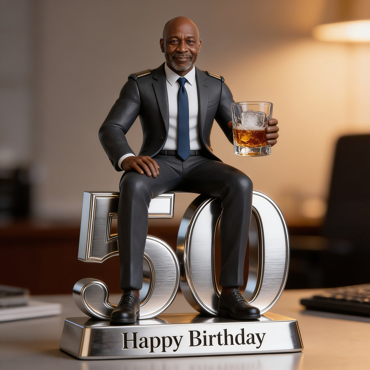Personalized Birthday Senior Black Man 50th Acrylic Plaque Gift for Dad Husband Grandpa