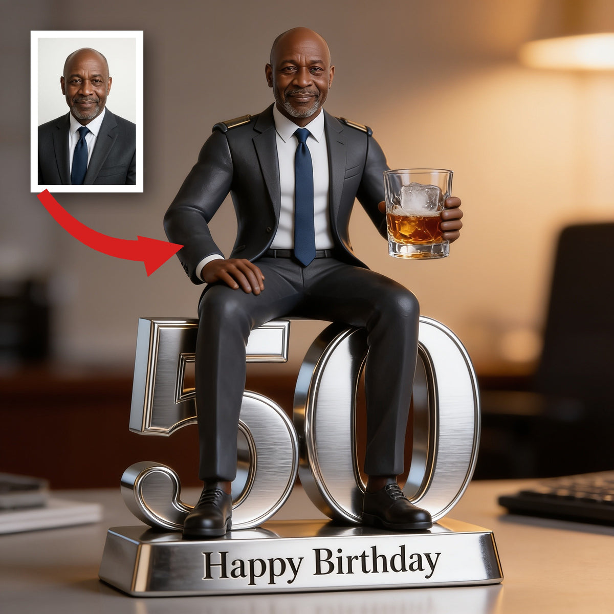 Personalized Birthday Senior Black Man 50th Acrylic Plaque Gift for Dad Husband Grandpa