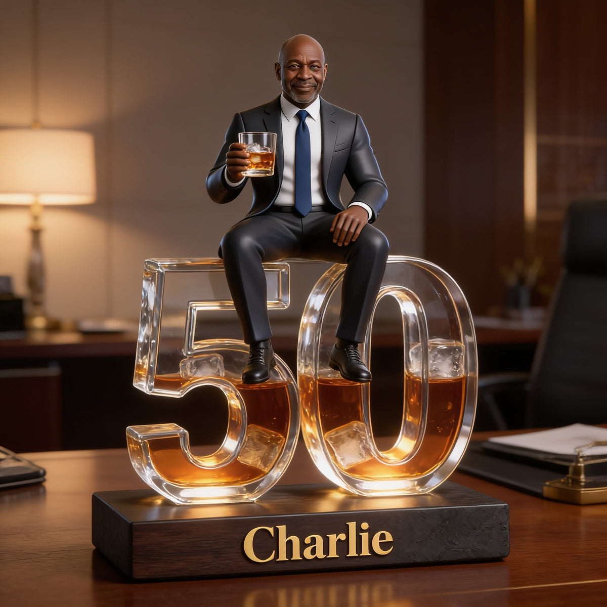 Personalized 50th Birthday Senior Black Man Custom Shaped Acrylic Plaque Gift