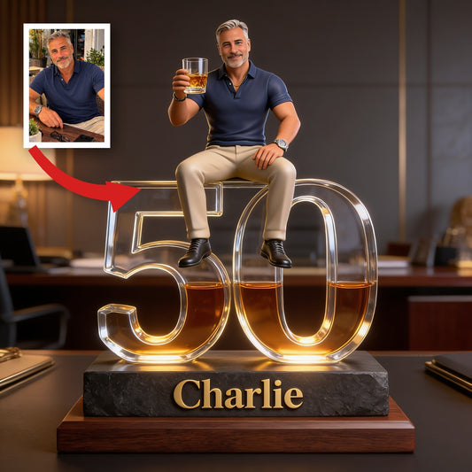 Personalized 50th Birthday Older Latino Man Custom Shaped Acrylic Plaque Gift