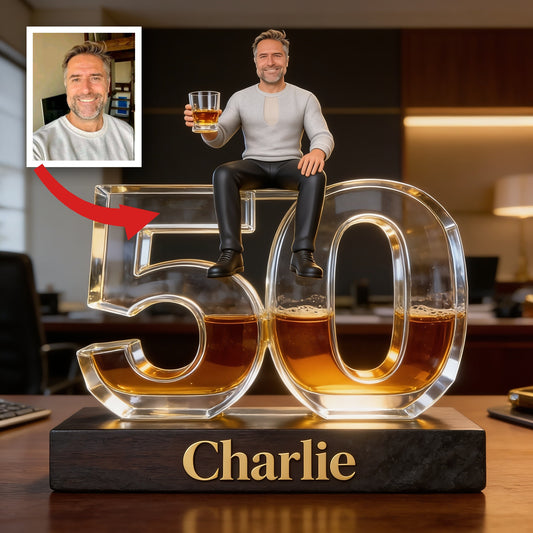 Personalized 50th Birthday Senior Man Custom Shaped Acrylic Plaque, Gift for Dad Grandpa Husband