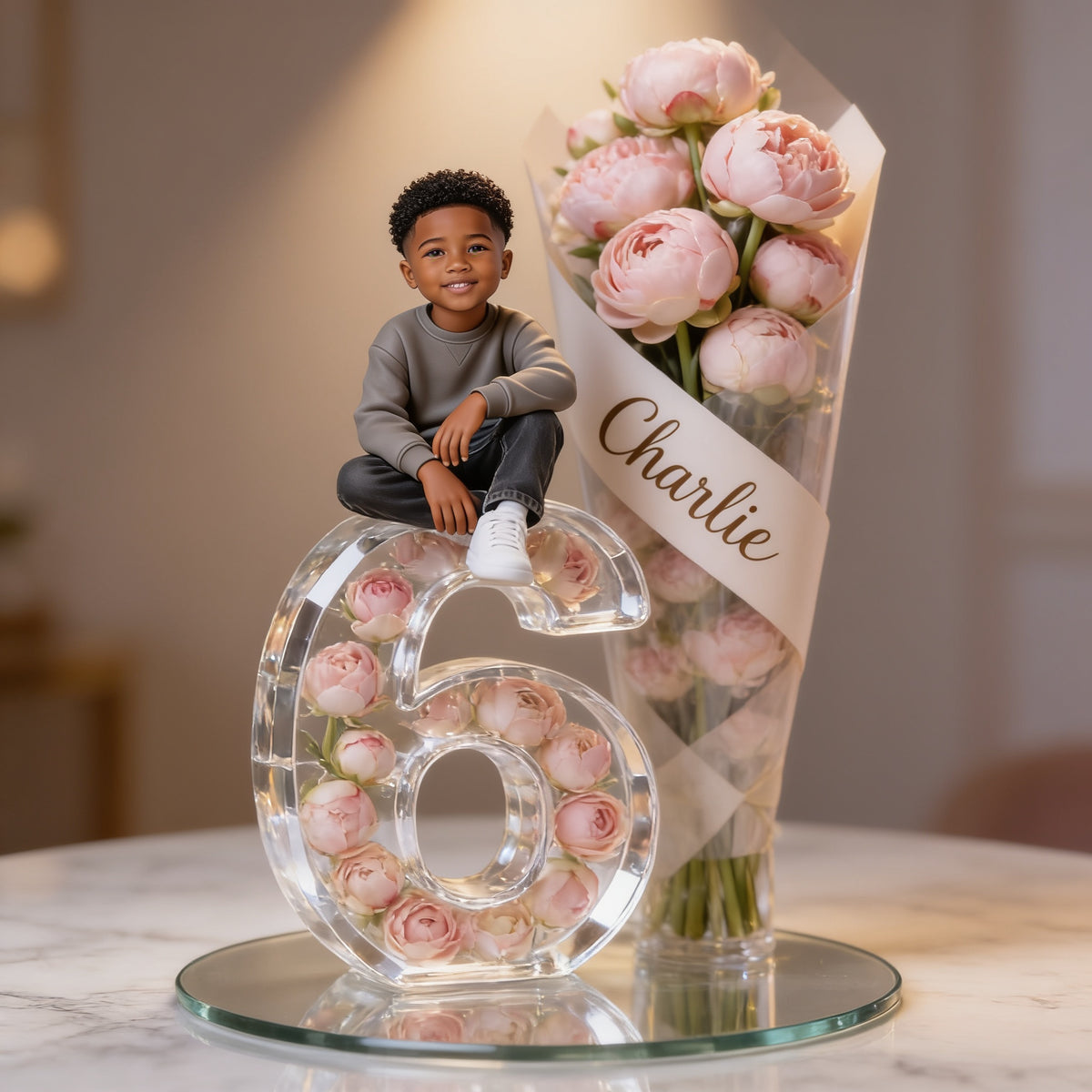 Personalized Birthday Black Little Boy Custom Shaped Acrylic Plaque Son Grandson Nephew Gift
