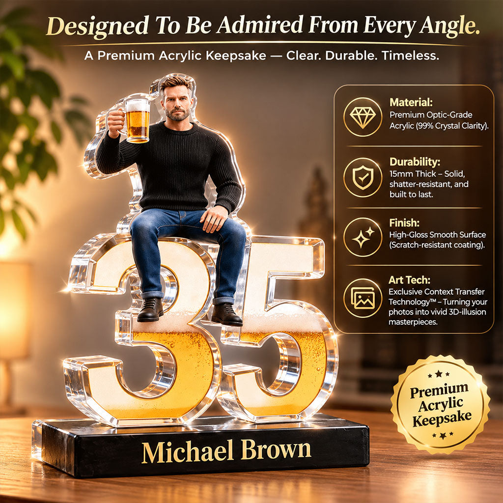 Personalized 50th Birthday Senior Black Man Custom Shaped Acrylic Plaque Gift