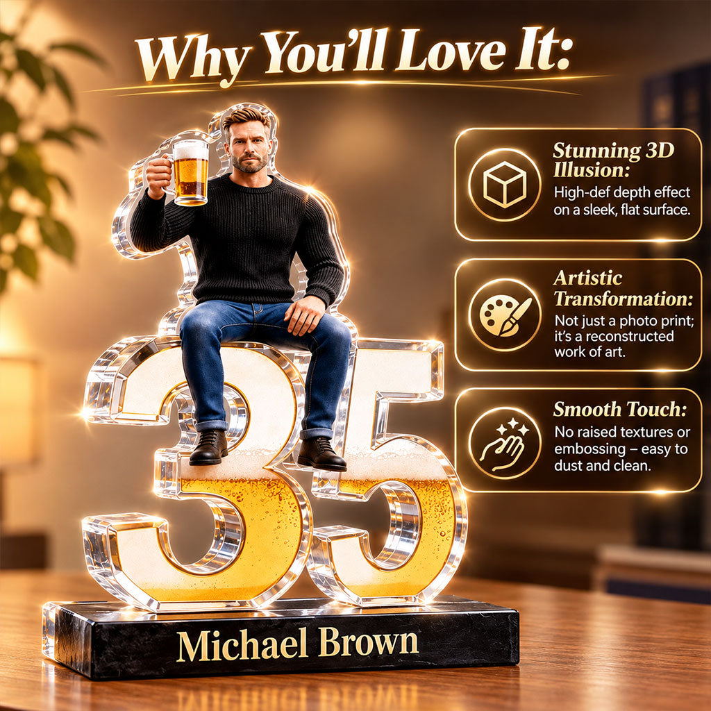 Personalized 50th Birthday Senior Black Man Custom Shaped Acrylic Plaque Gift