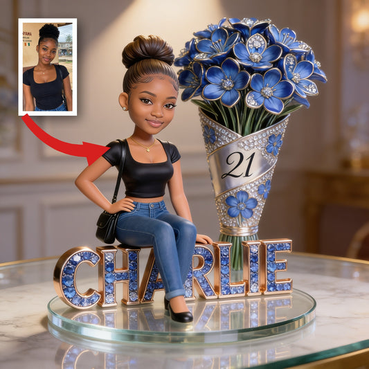 Custom Photo 21st Birthday Black Woman Shaped Acrylic Plaque, Milestone Gift for Her
