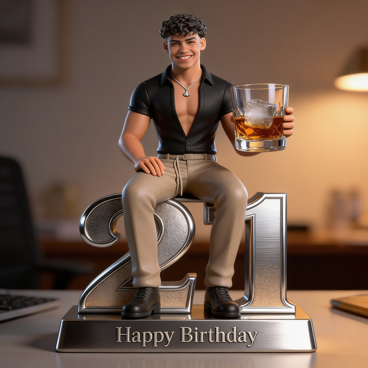 Personalized 21st Birthday Latino Man Custom Shaped Acrylic Plaque Gift for Him