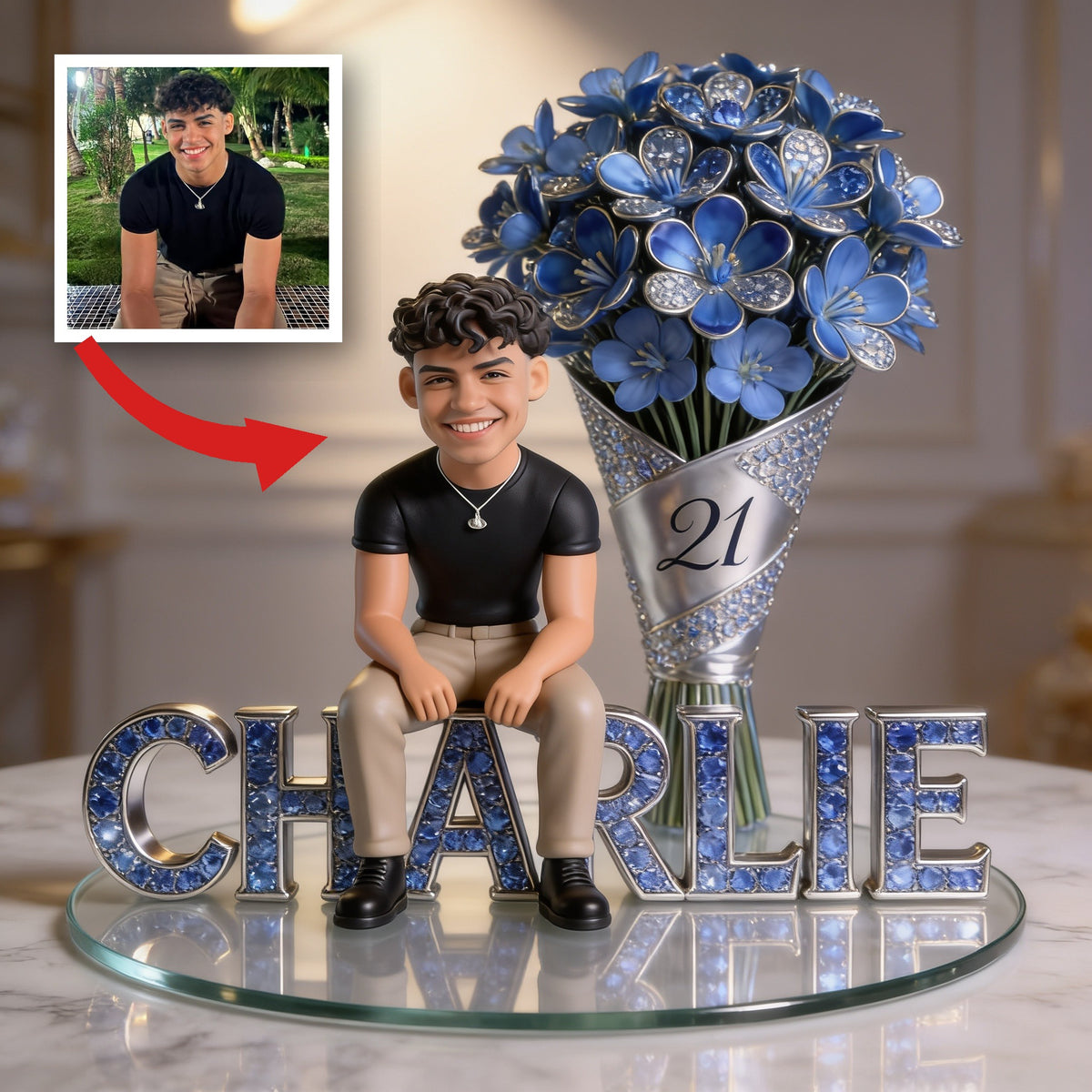 Custom Photo 21st Birthday Latino Man Shaped Acrylic Plaque, Gift for Boyfriend Husband Son