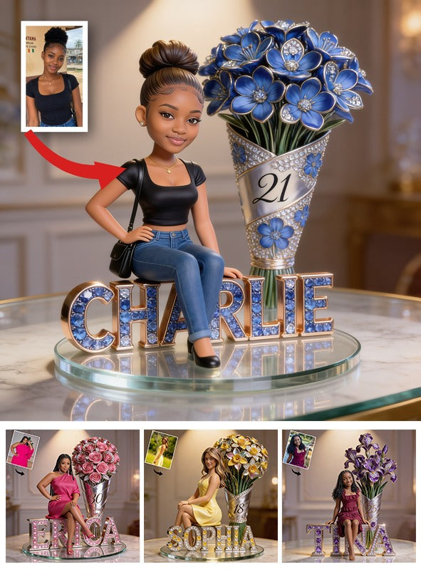 Custom Photo 21st Birthday Black Woman Shaped Acrylic Plaque, Milestone Gift for Her