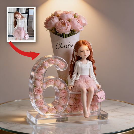 Personalized Birthday Latina Little Girl Flower Bouquet Acrylic Plaque Gift for Daughter Granddaughter