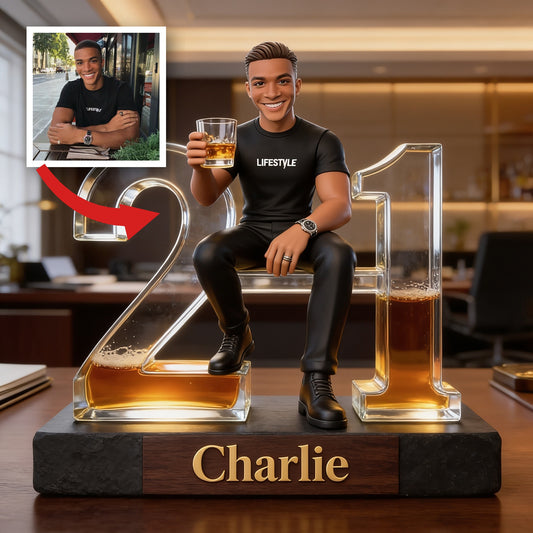 Personalized 21st Birthday Black Man Custom Shaped Acrylic Plaque Gift for Him