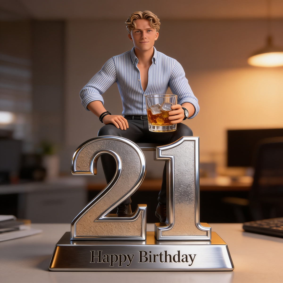 Personalized 21st Birthday Man Custom Shaped Acrylic Plaque, Gift for Him