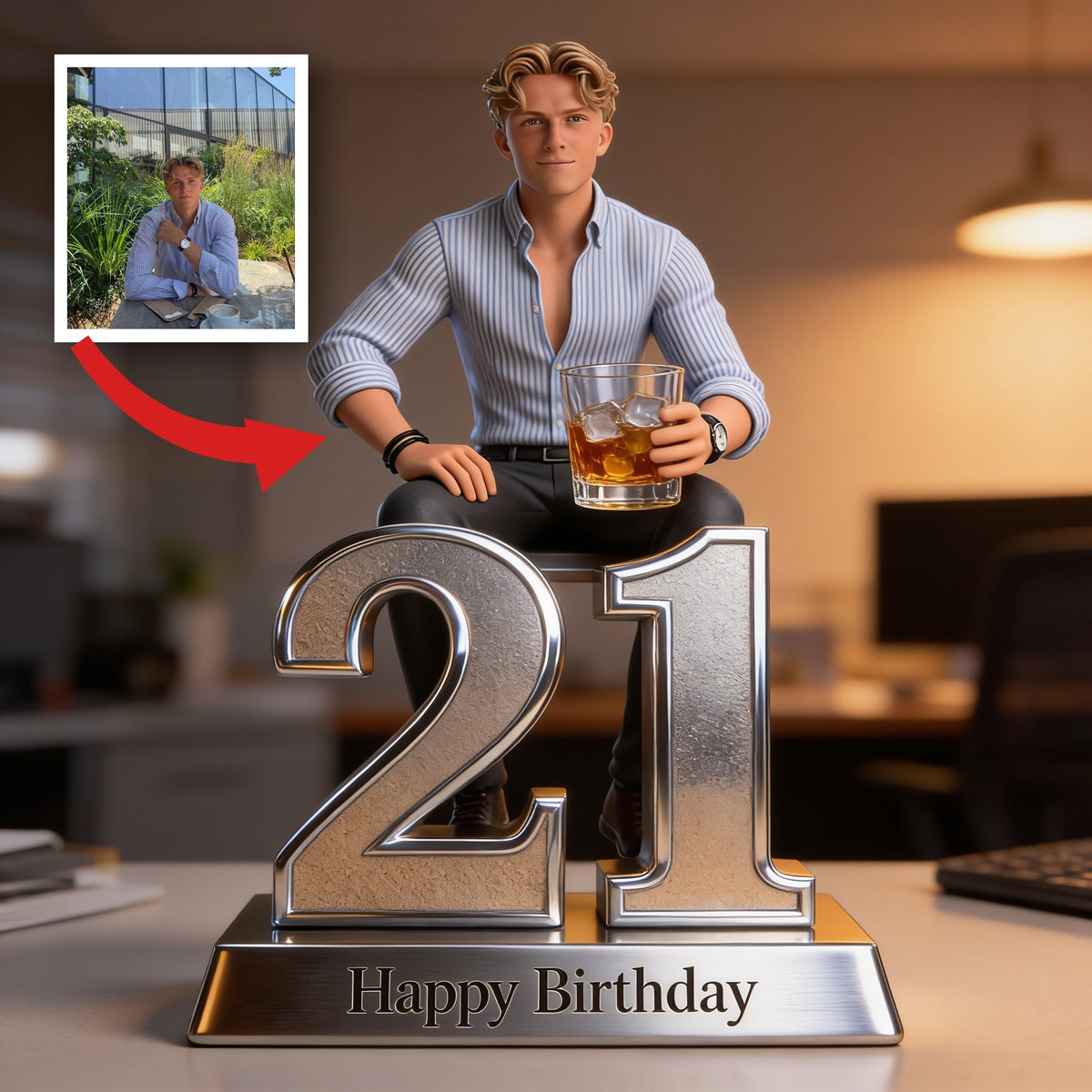 Personalized 21st Birthday Man Custom Shaped Acrylic Plaque, Gift for Him