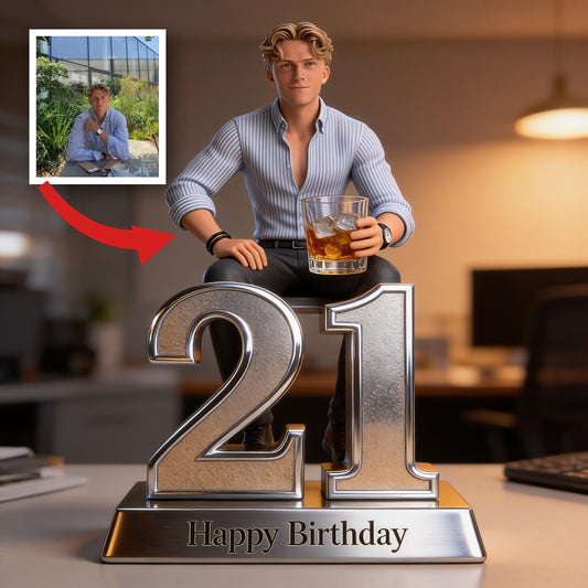 Personalized 21st Birthday Man Custom Shaped Acrylic Plaque, Gift for Him