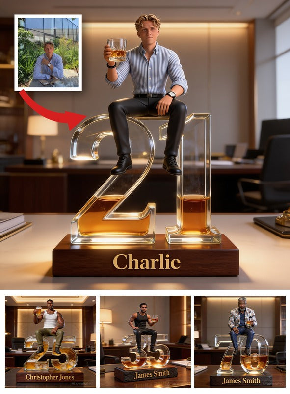Personalized 21st Birthday Man Custom Shaped Acrylic Plaque Gift for Him