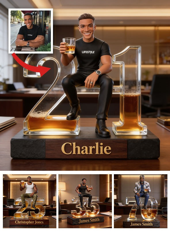 Personalized 21st Birthday Black Man Custom Shaped Acrylic Plaque Gift for Him