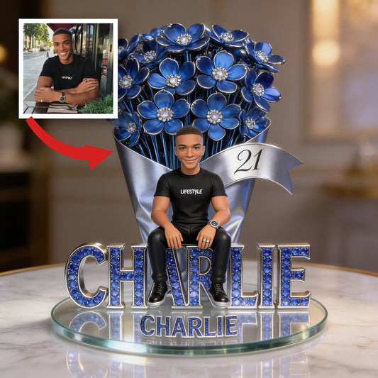 Custom Photo 21st Birthday Black Man Shaped Acrylic Plaque, Gift for Him