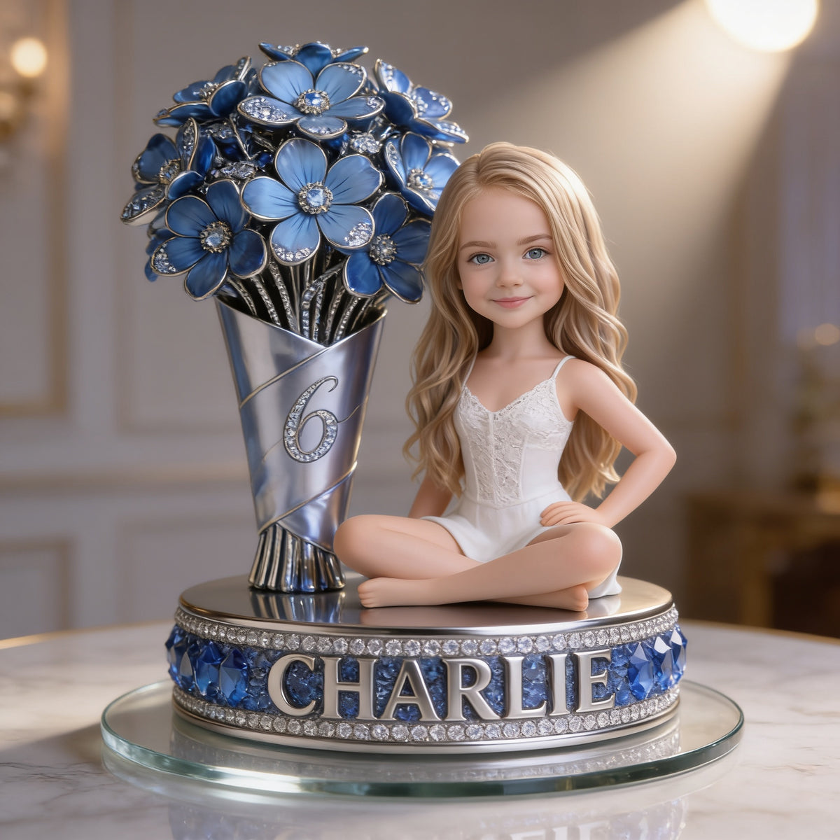 Custom Photo Birthday Little Blonde Girl Shaped Acrylic Plaque, Gift for Daughter Granddaughter Niece