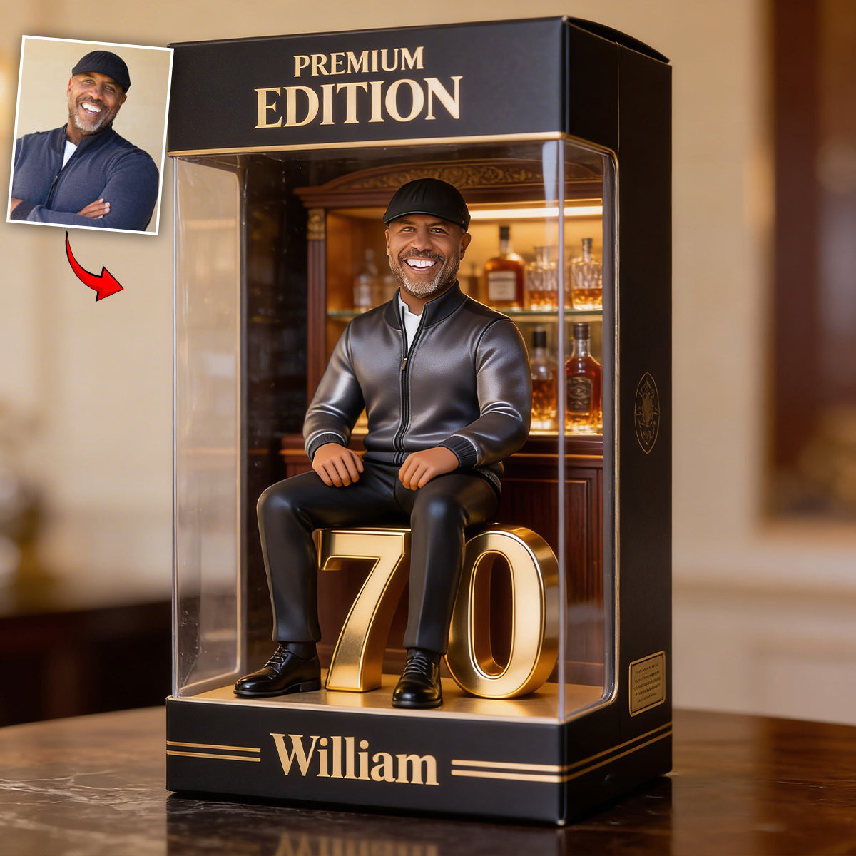 Personalized 21st Birthday Black Man Custom Shaped Acrylic Plaque Gift for Him