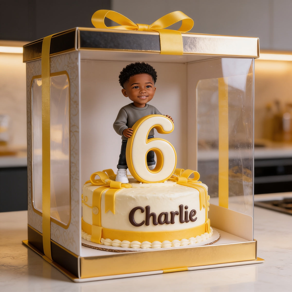 Personalized Birthday Black Little Boy Custom Shaped Acrylic Plaque, Gift for Son Grandson Nephew