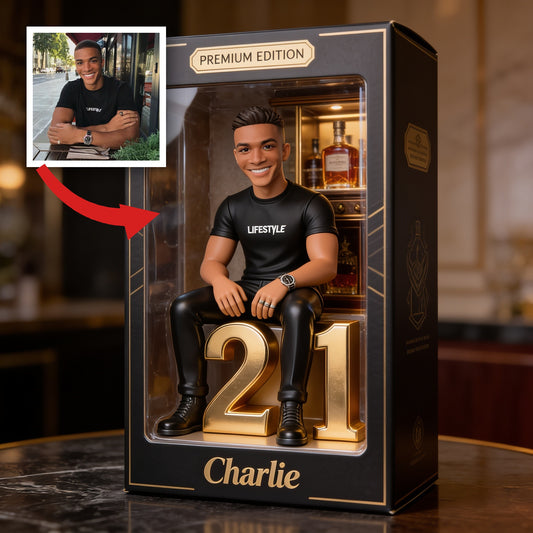 Personalized 21st Birthday Black Man Custom Shaped Acrylic Plaque Gift for Him