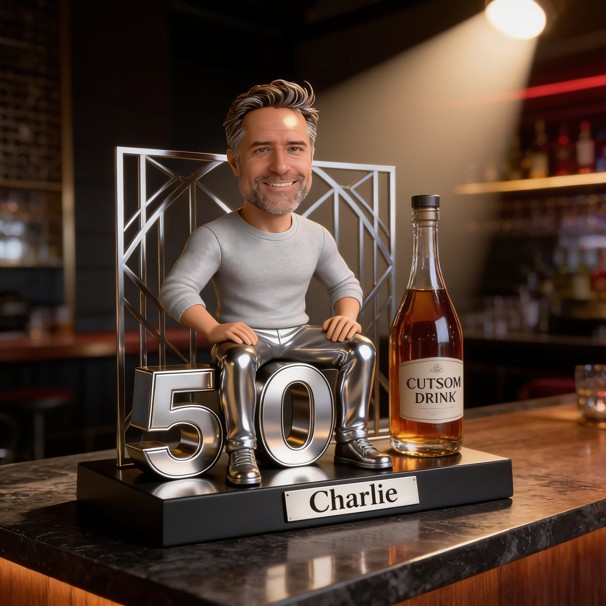 Personalized 50th Birthday Older Man Custom Shaped Acrylic Plaque, Gift for Dad Husband Grandpa