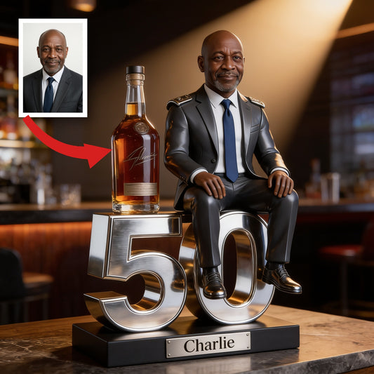 Personalized 50th Birthday Older Black Man Custom Shaped Acrylic Plaque Gift for Him