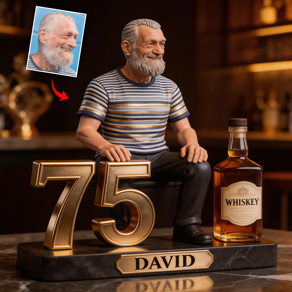 Personalized 50th Birthday Older Black Man Custom Shaped Acrylic Plaque Gift for Him