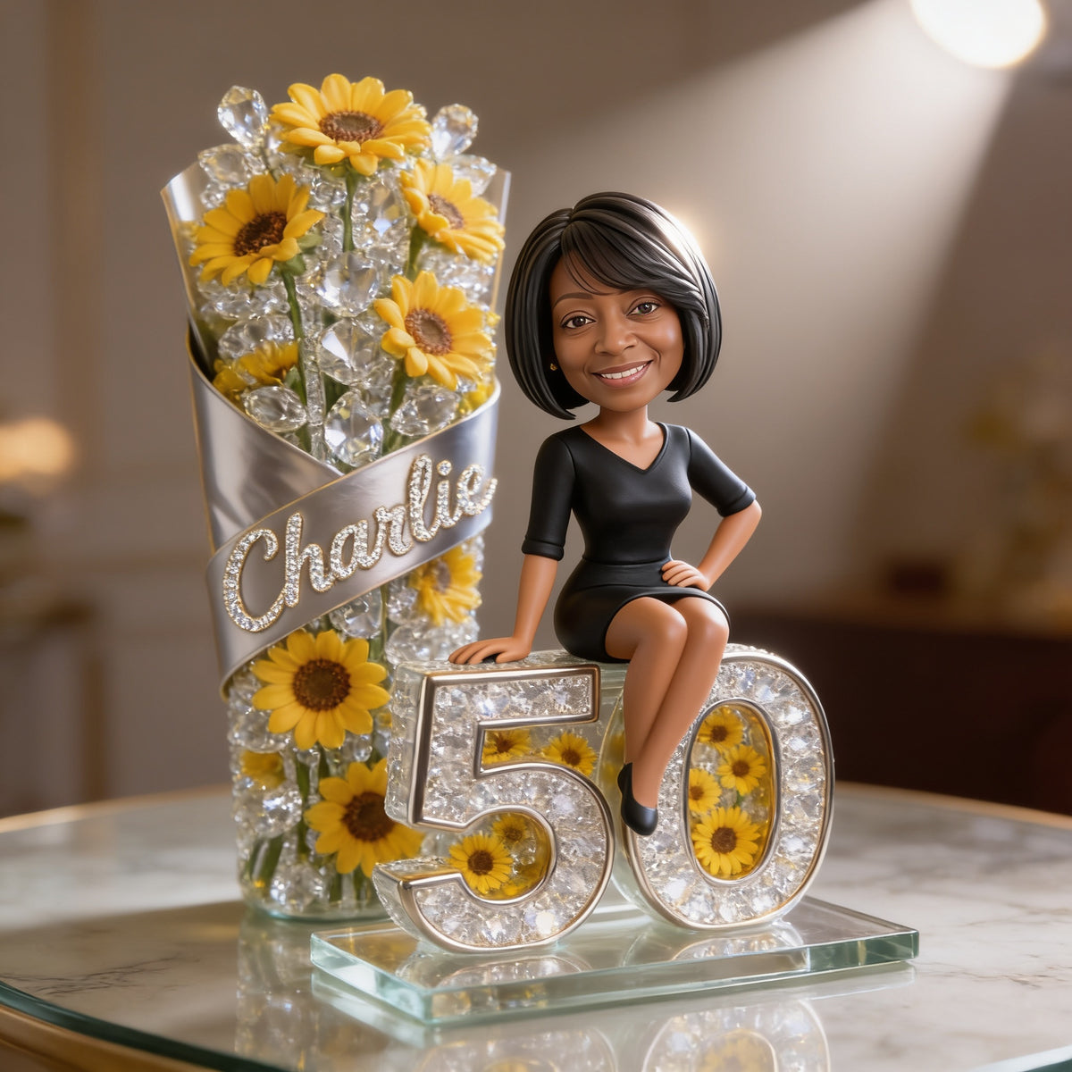 Custom Photo 50th Birthday Older Black Woman Custom Shaped Acrylic Plaque Gift