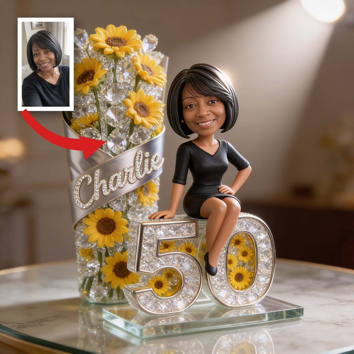 Custom Photo 50th Birthday Older Black Woman Custom Shaped Acrylic Plaque Gift