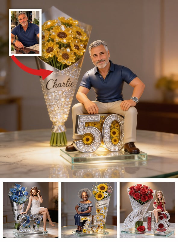 Custom Photo 50th Birthday Senior Latina Man Shaped Acrylic Plaque Gift for Dad Grandpa
