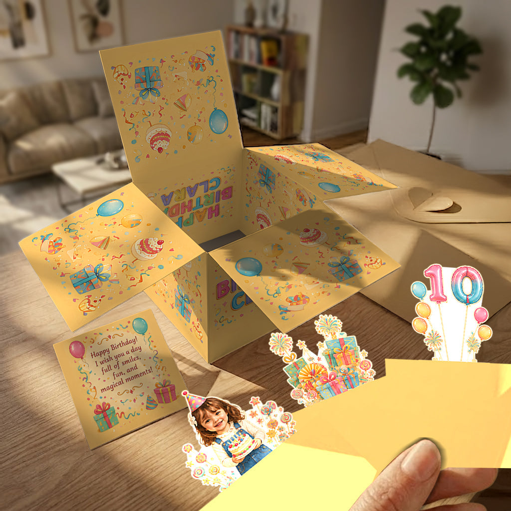Personalized Birthday Latino Little Boy Pop Up Box Card, Son Grandson Nephew Gift