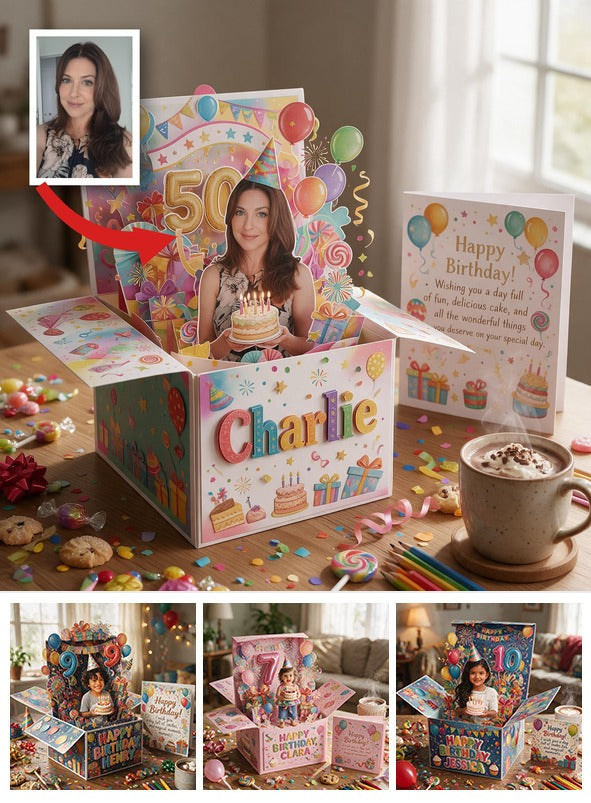 Personalized 50th Birthday Older Woman Pop Up Box Card Gift