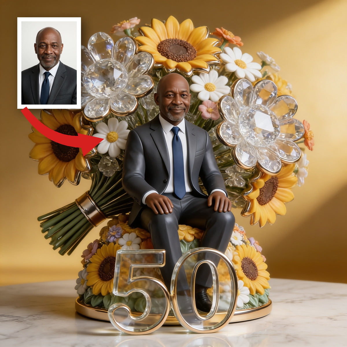Custom Photo 50th Birthday Senior Black Man Custom Shaped Acrylic Plaque, Gift for Dad Husband Grandpa