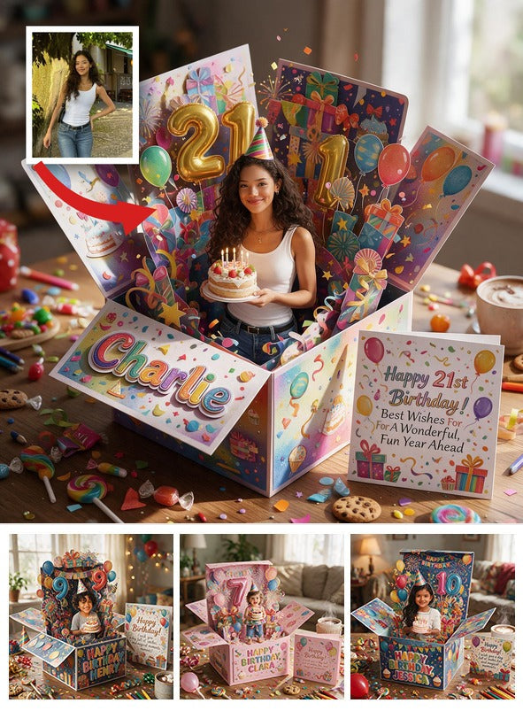 Personalized 21st Birthday Latina Woman Pop Up Box Card Gift for Wife Girlfriend Daughter
